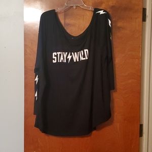 Stay wild off shoulder long sleeve tee